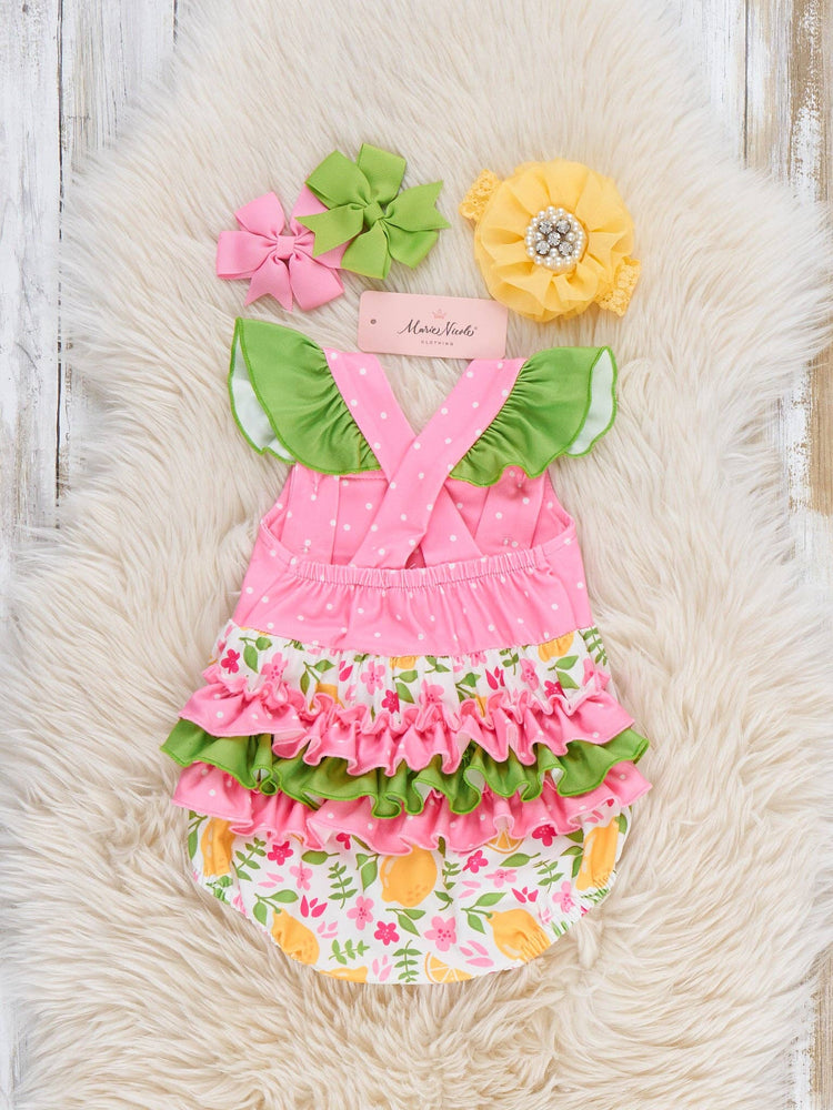 Lemon Blossom Breeze Ruffle Bubble Romper