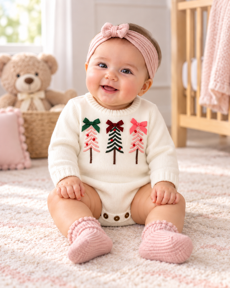 White Knit Christmas Tree Bodysuit
