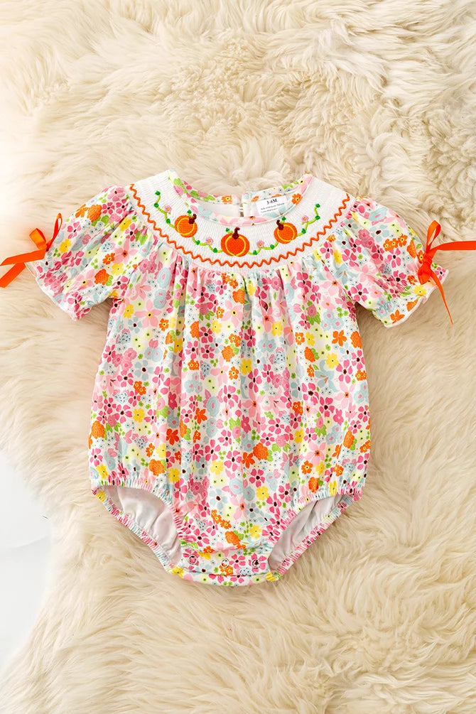 Floral Pumpkin Smock Romper