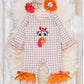 Little Gobbler Embroidered Gingham Ruffle Bubble Romper