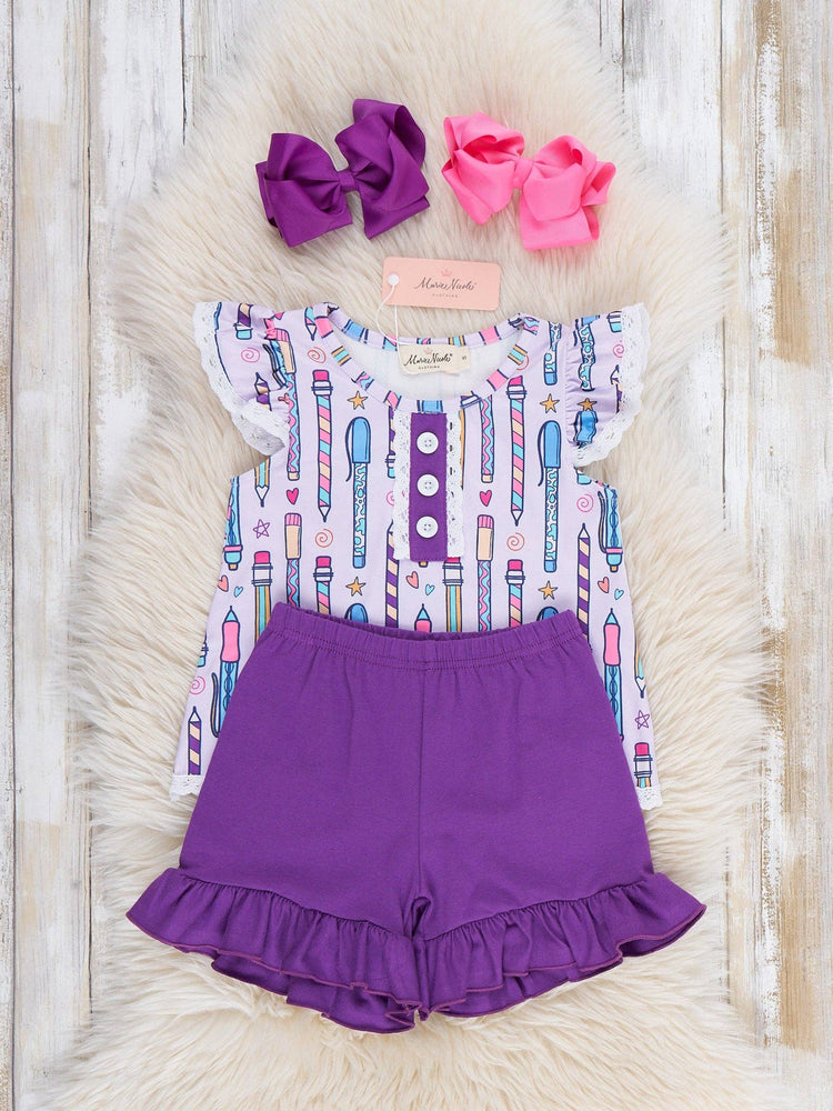 Bright Minds Pencil & Pen Ruffle Outfit: