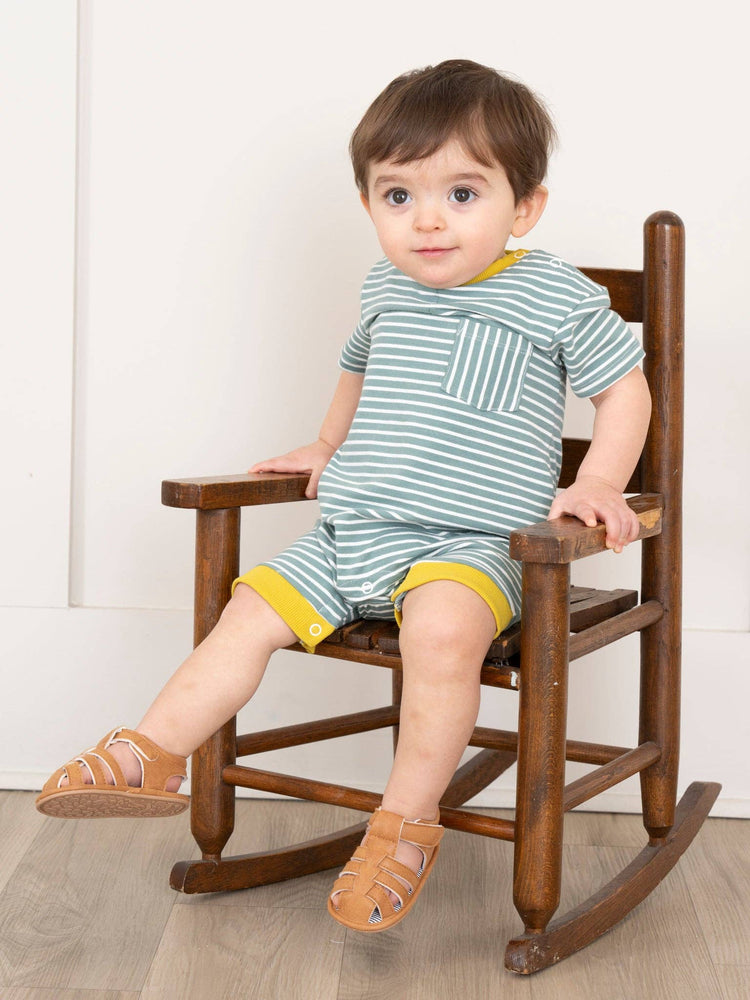 Poppy Sunshine Striped Pocket Romper