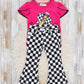 Checker Bow Pencil Flare Pants Outfit