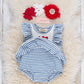 I Love DAD Stripe & Ruffle Embroidered Bubble Romper