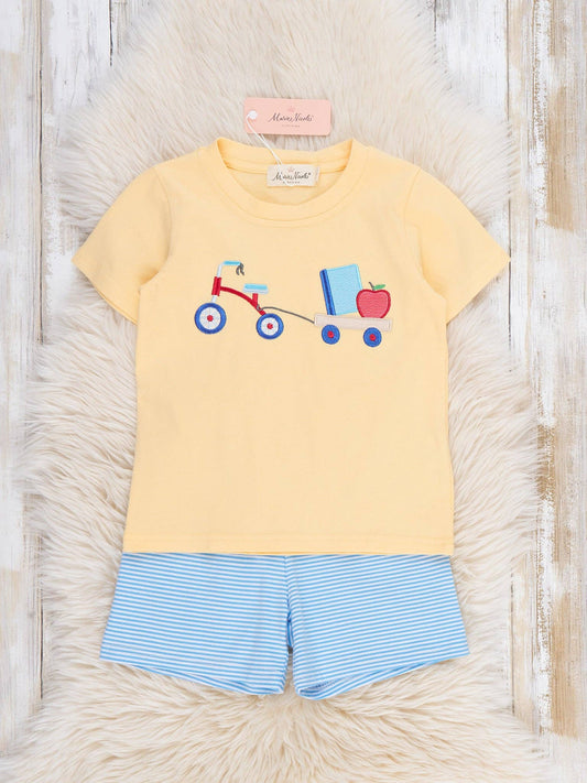 School Ride Embroidered Stripe Outfit