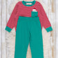 Believe in Santa Embroidered Stripe Pocket Outfit