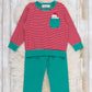 Believe in Santa Embroidered Stripe Pocket Outfit