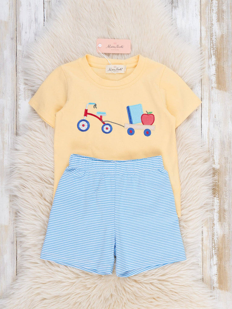 School Ride Embroidered Stripe Outfit