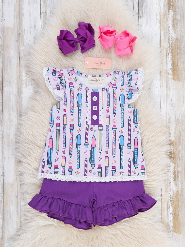 Bright Minds Pencil & Pen Ruffle Outfit:
