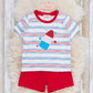 Star Popsicle Embroidered Striped Outfit