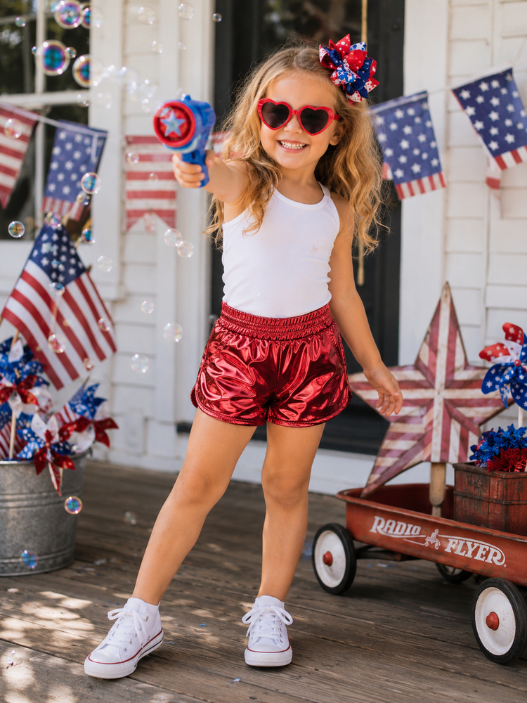 FAUX LEATHER METALLIC SHORTS