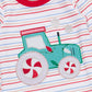 Peppermint Wheels Embroidered Striped Rompe