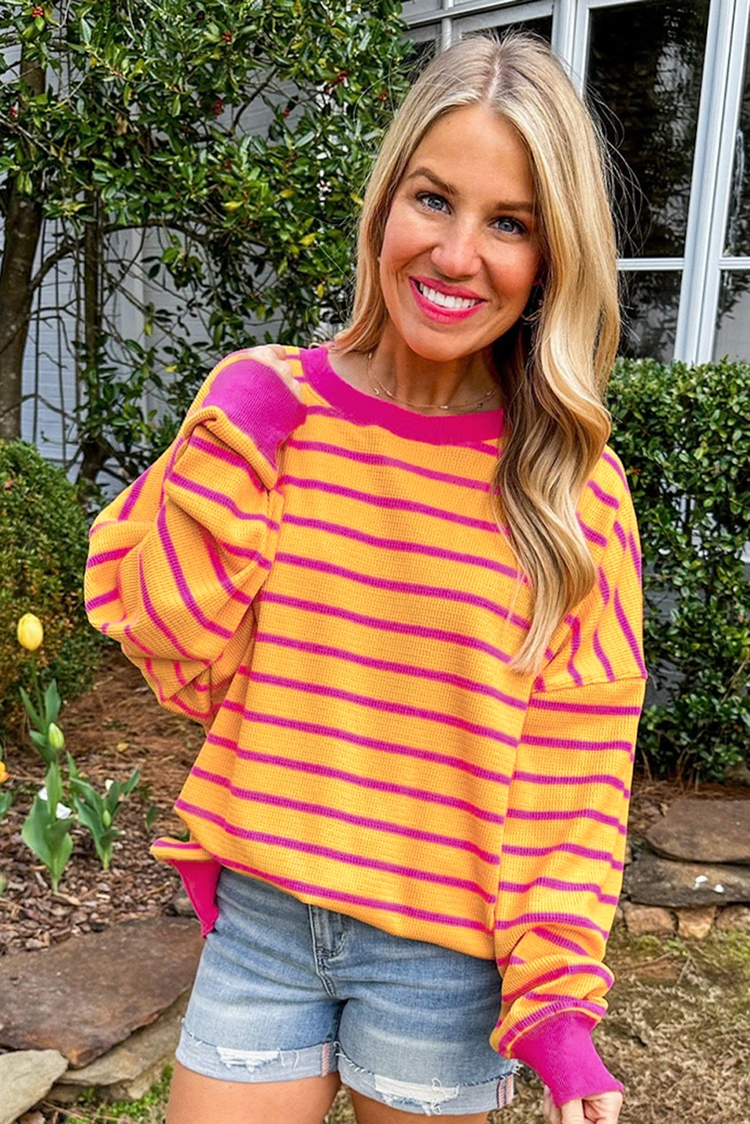 Orange Stripe Loose Sweater