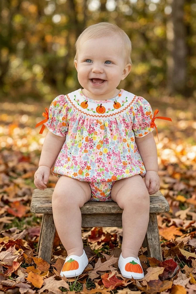 Floral Pumpkin Smock Romper