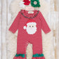 Believe in Santa Embroidered Stripe Ruffle Romper