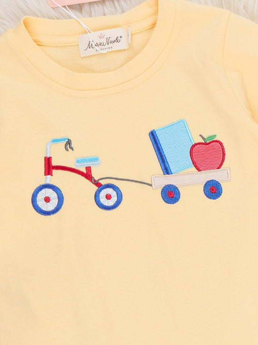 School Ride Embroidered Stripe Outfit